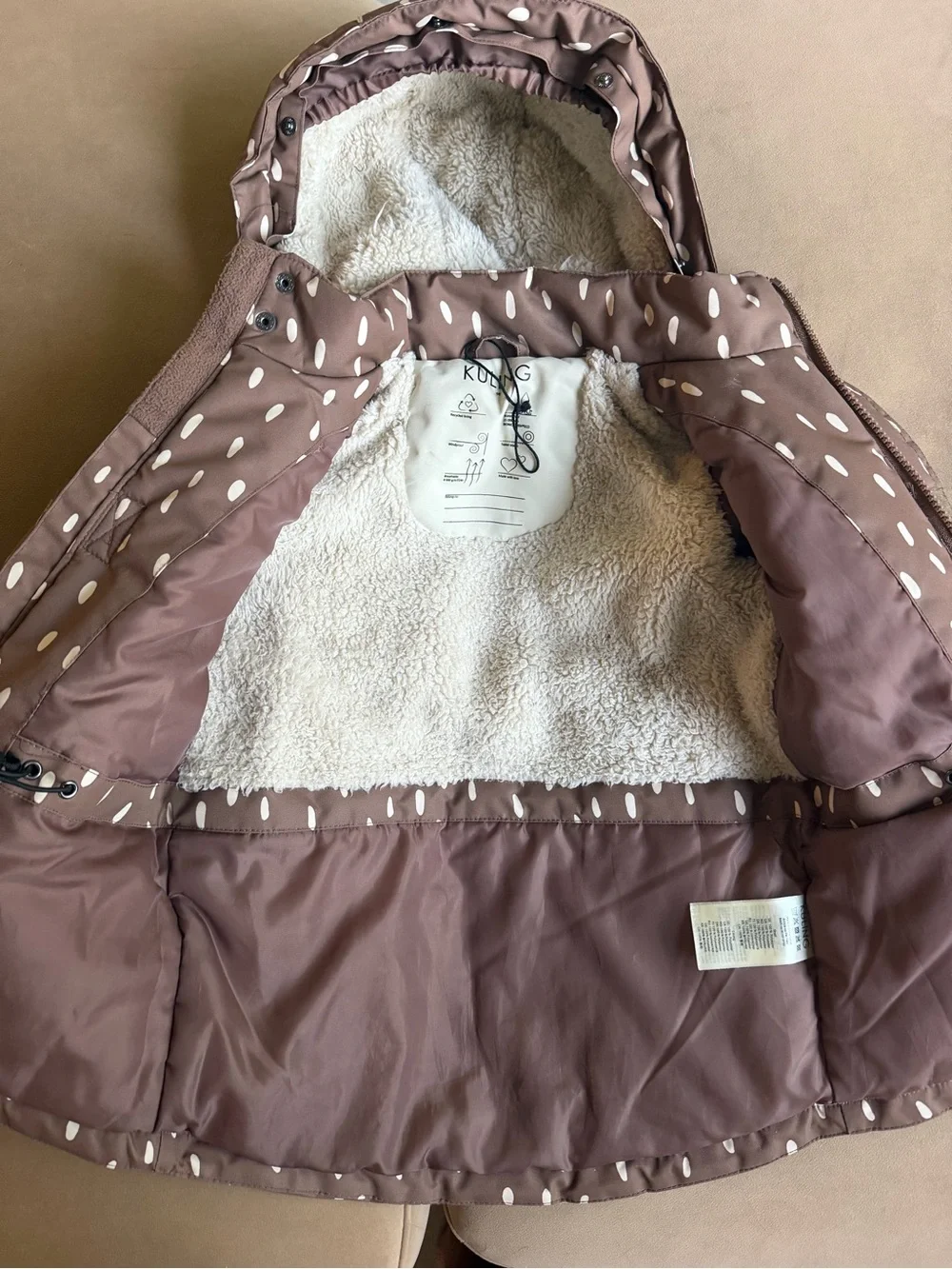 Kuling Brown Coat with White Dot Accents